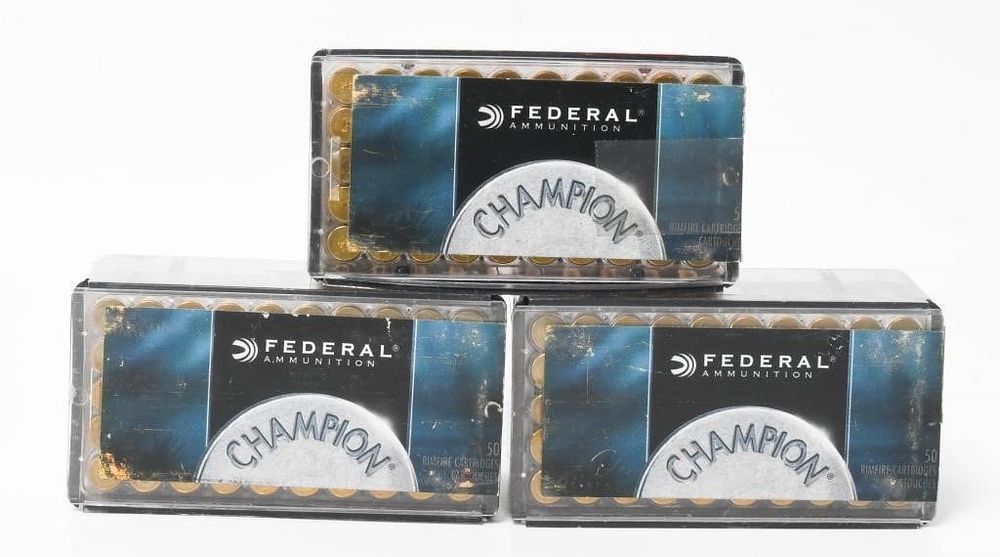 Lot 1102: 150 Rounds Of Federal Champion .22 Win Mag Ammo