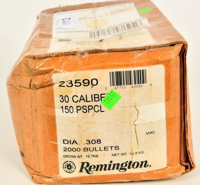 Lot 1112: Approx 2000 Ct Remington 30 Cal Reloading Bullet
