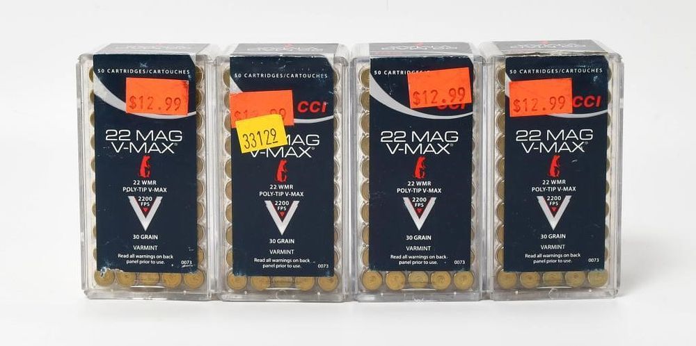 Lot 1132: 200 Rounds Of CCI .22 Mag V-Max Ammunition