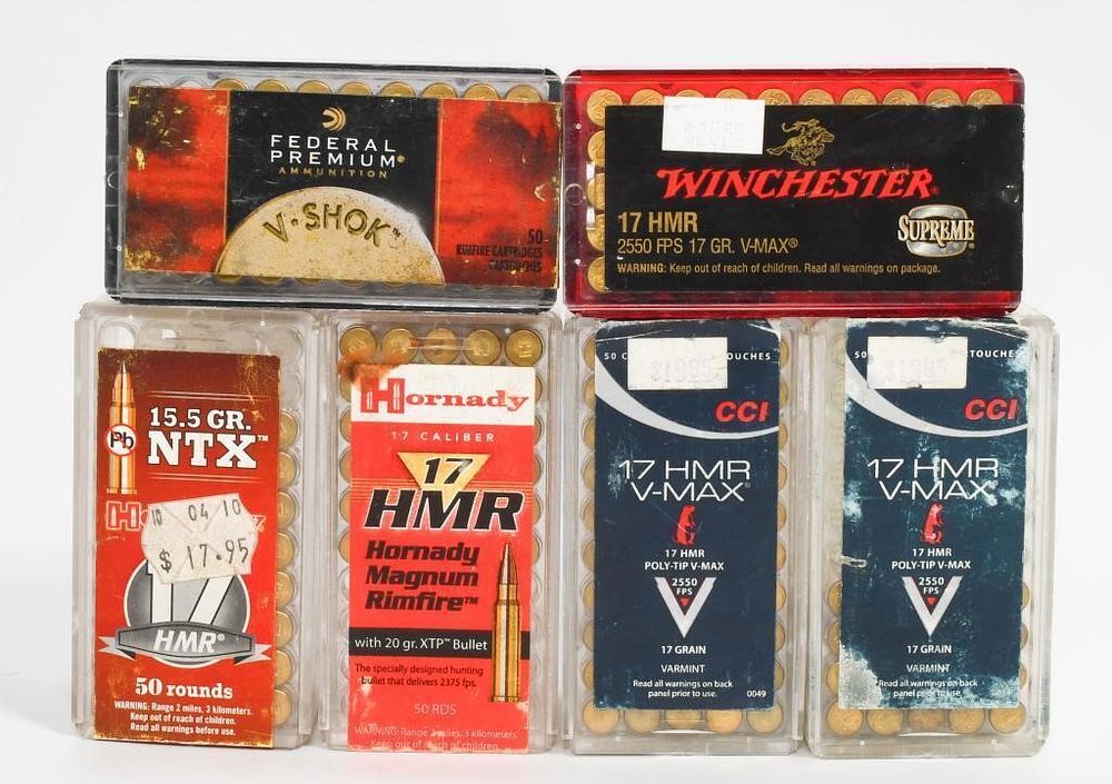 Lot 1192: 230 Rounds Of Mixed .17 HMR Ammunition