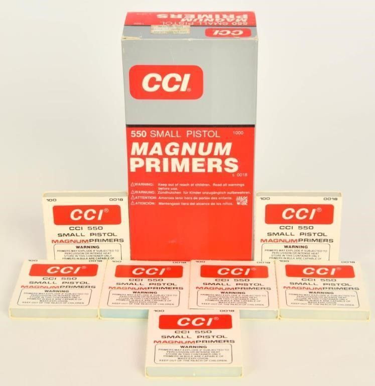 Lot 1271: 1600 Count CCI #550 Small Magnum Pistol Primers