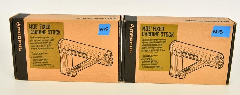 Lot 1346: 2 NIB Magpul MOE Fixed Carbine Buttstocks