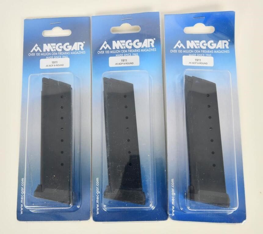 Lot 1415: 3 NIP Mec-Gar 1911 .45 ACP 8 Round Magazines
