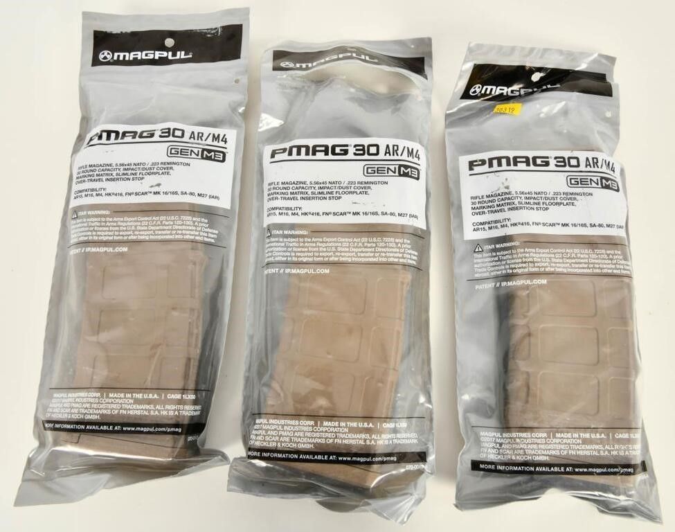 Lot 1511: 3 New Magpul PMAG 30 Gen M3 AR-15 Magazines