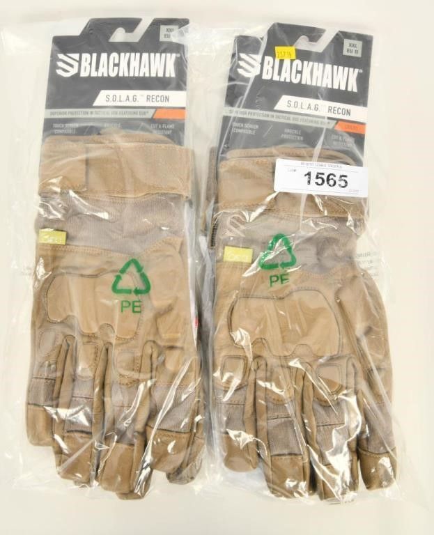 Lot 1565: 2 New Pairs Of BlackHawk S.O.L.A.G. Recon Gloves