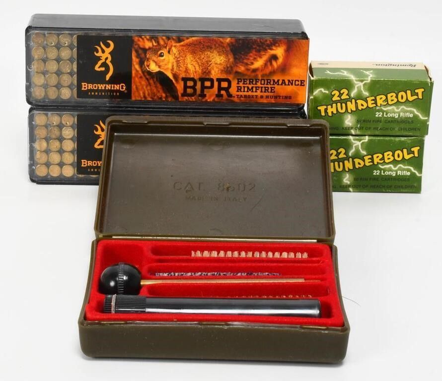 Lot 1597: 300 rds ,22 Ammo and Small 22 Cleaning set
