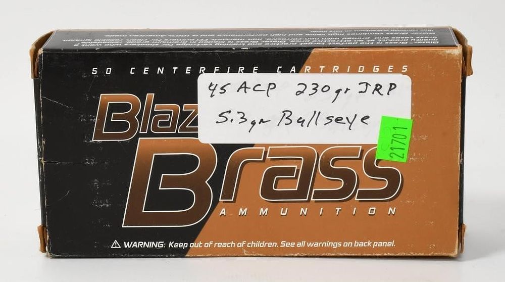 Lot 1666: 50 Rounds Of Blazer .45 ACP Ammunition