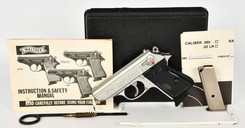 Lot 102: Stainless Walther PPK Semi Auto Pistol .380 ACP
