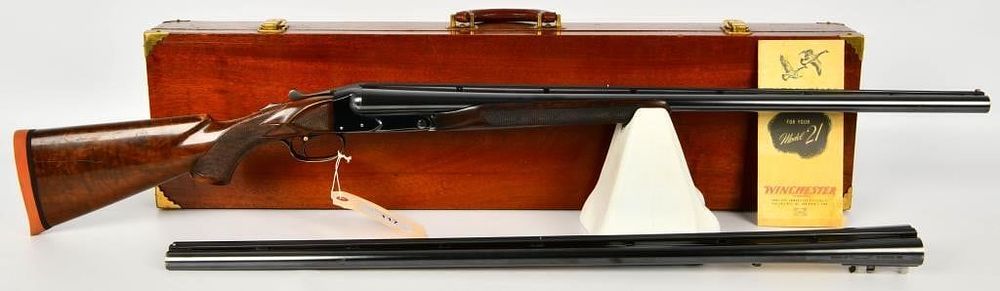 Lot 117: RARE Winchester Model 21 SXS Cased Set 12 Gauge
