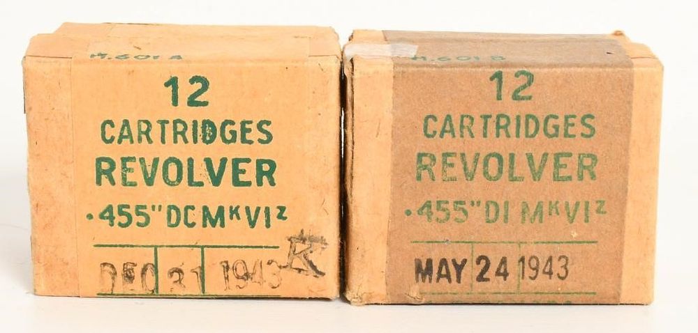 Lot 119: 2 Collector Boxes Of .455 Webley Ammunition