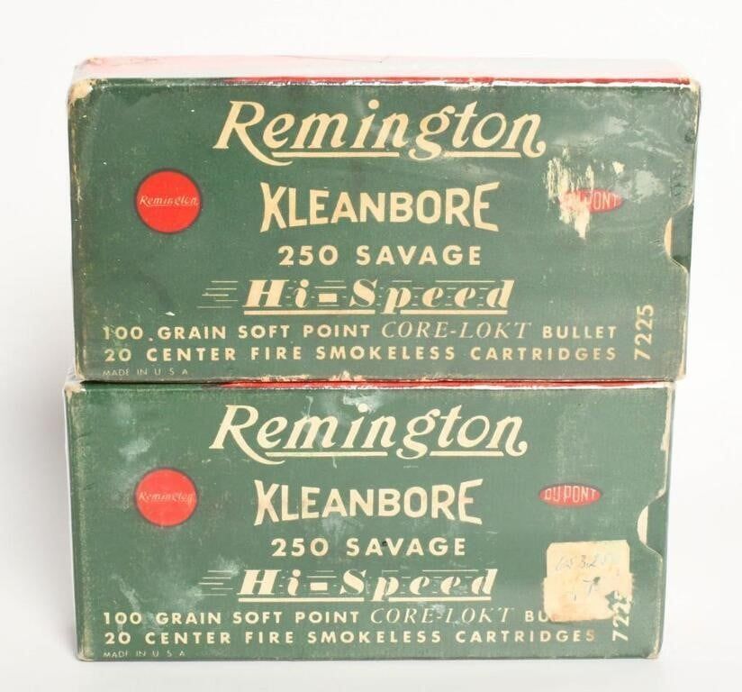 Lot 146: 2 Collector Boxes of Remington .250 Savage Ammo