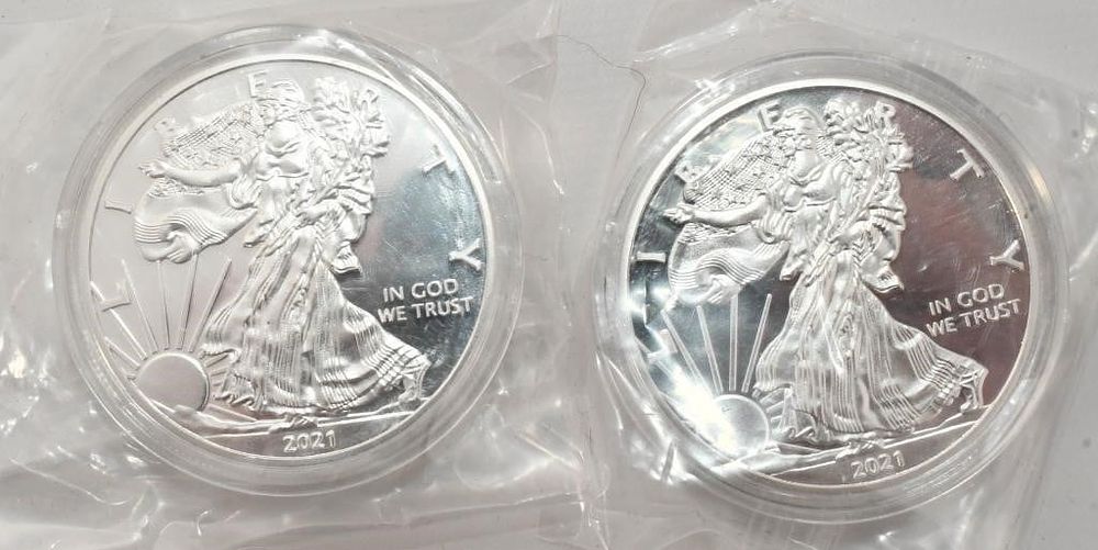Lot 187: 2 Uncirculated Silver Eagle 1 Oz Coins