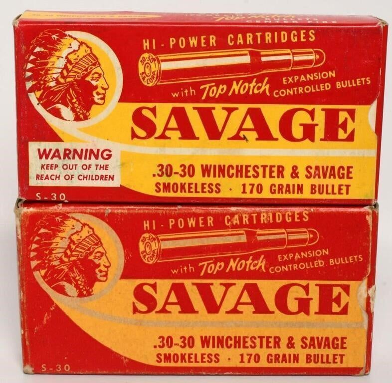Lot 188: Collector Boxes of Savage .30-30 Winchester &