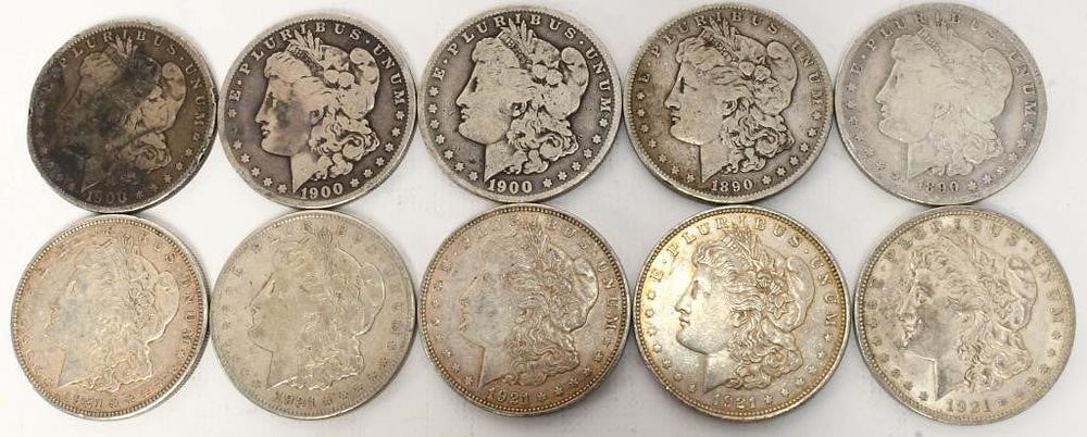 Lot 397: 10 Morgan Silver Dollar Coins