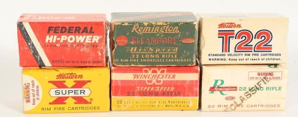 Lot 602: 6 Collector Box of .22 LR & .22 Long Ammunition