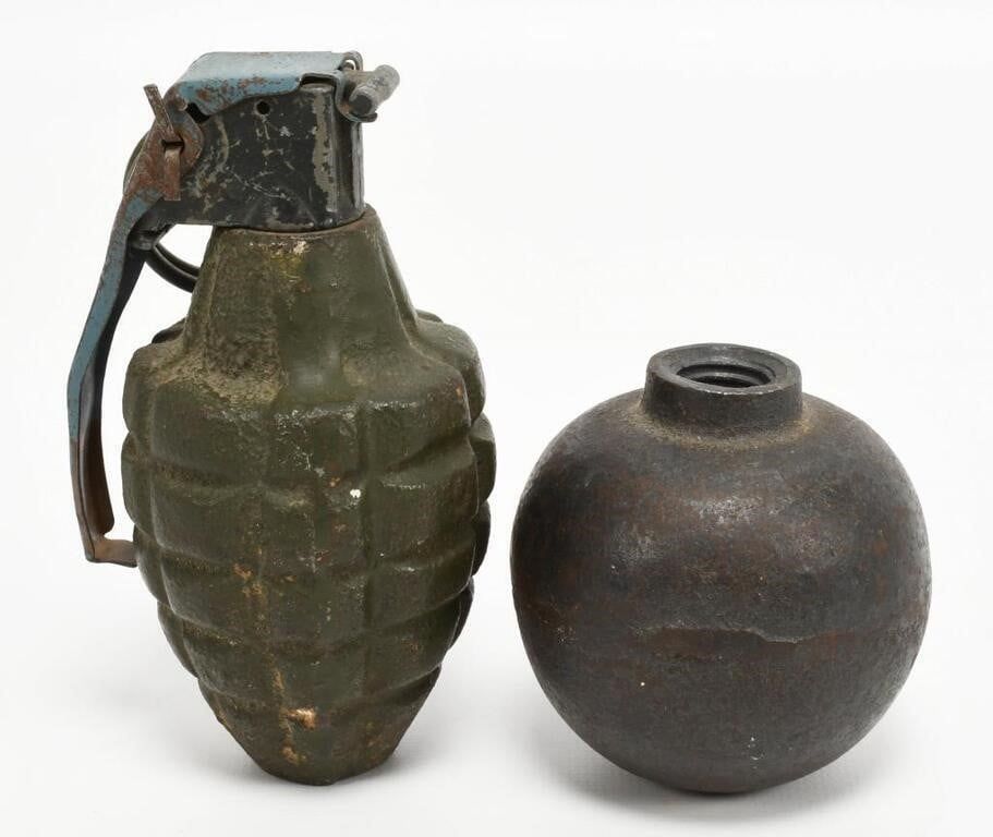 Lot 646: Collector Post WWII Era MK 2 Grenade & M67 Grenade