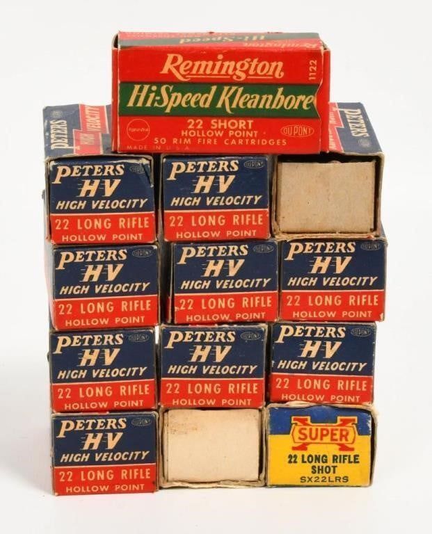 Lot 692: 13 Collector Boxes of .22 LR & Short Ammunition