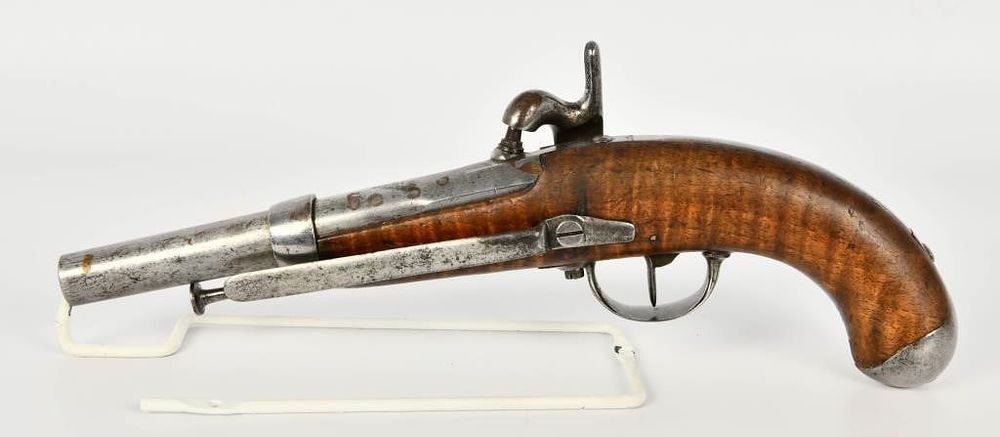 Lot 1053: Antique 1800's Percussion Pistol With Belt Hook