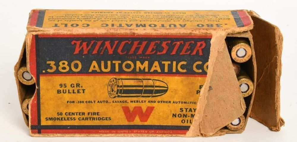 Lot 1088: 50 Rounds Of Winchester .380 Auto Colt Ammunition