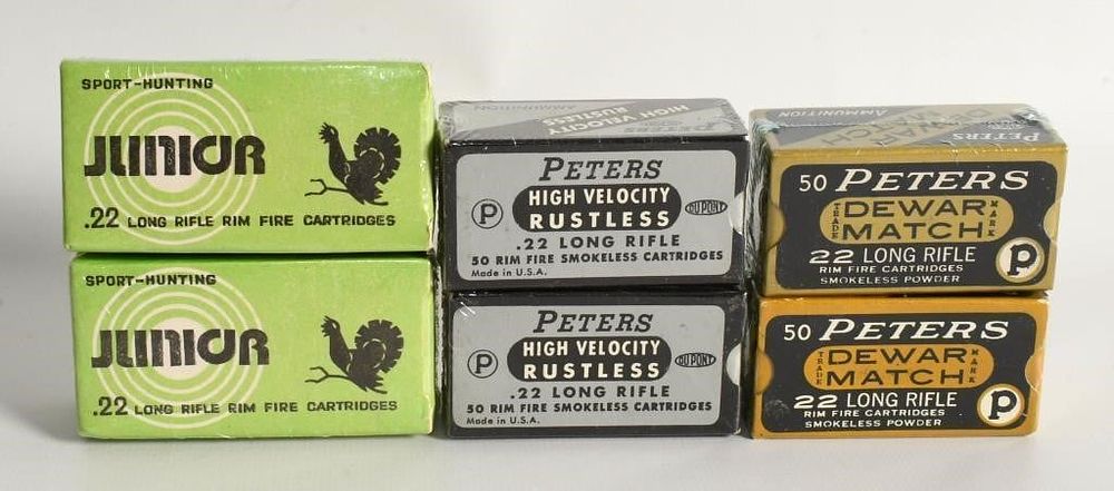 Lot 1100: 6 Collector Boxes Of .22 Long Rifle Ammunition