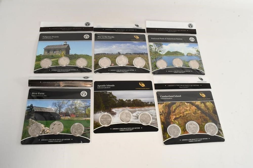 Lot 1171: 6 Sets Of United States Mint Three Coin Sets