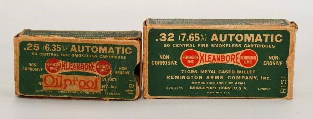 Lot 1271: Collector Boxes of Remington .32 and .25 Automatic