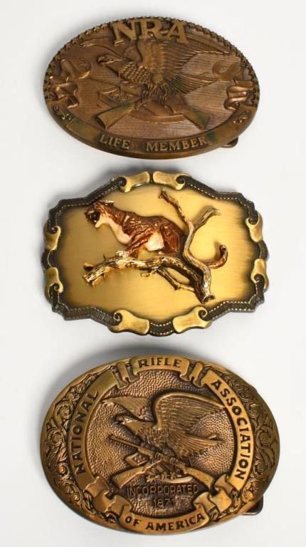 Lot 1360: Collectible NRA & Raintree Belt Buckles