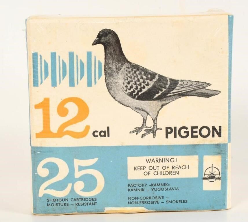 Lot 1433: Collector Box of 12 Cal Pigeon 12 GA 2 3/4" Shells