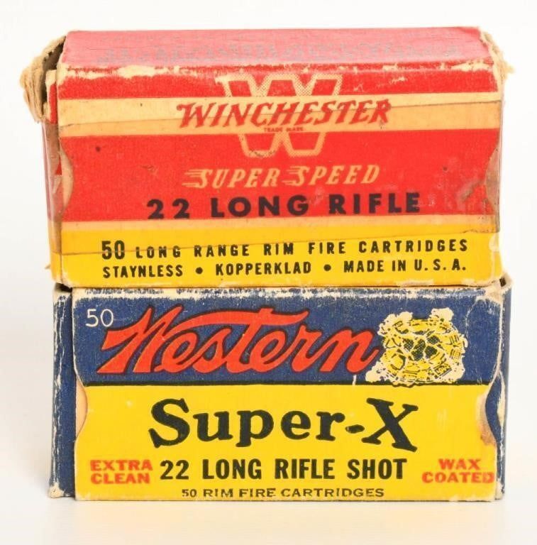 Lot 1532: 2 Collector Boxes Of .22 Long Rifle Ammunition