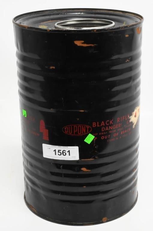 Lot 1561: Du Pont Metal Barrel of Black Rifle Powder