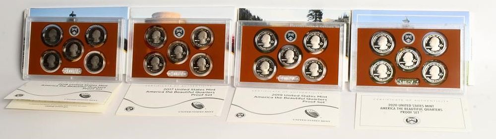 Lot 1612: 4 Sets Of United States Mint Proof Quarter Sets