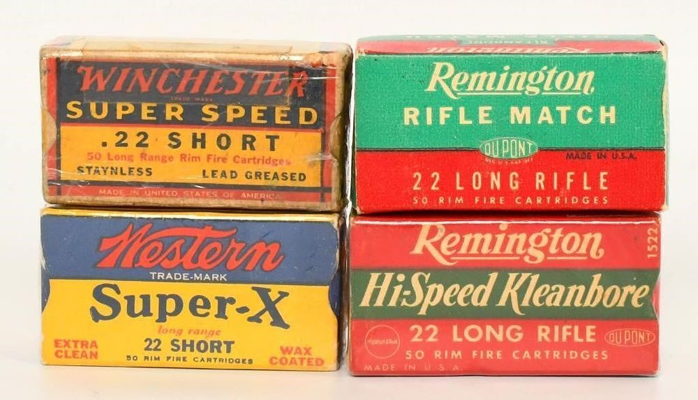 Lot 1661: 4 Collector Boxes Of .22 Short & .22 LR Ammunition