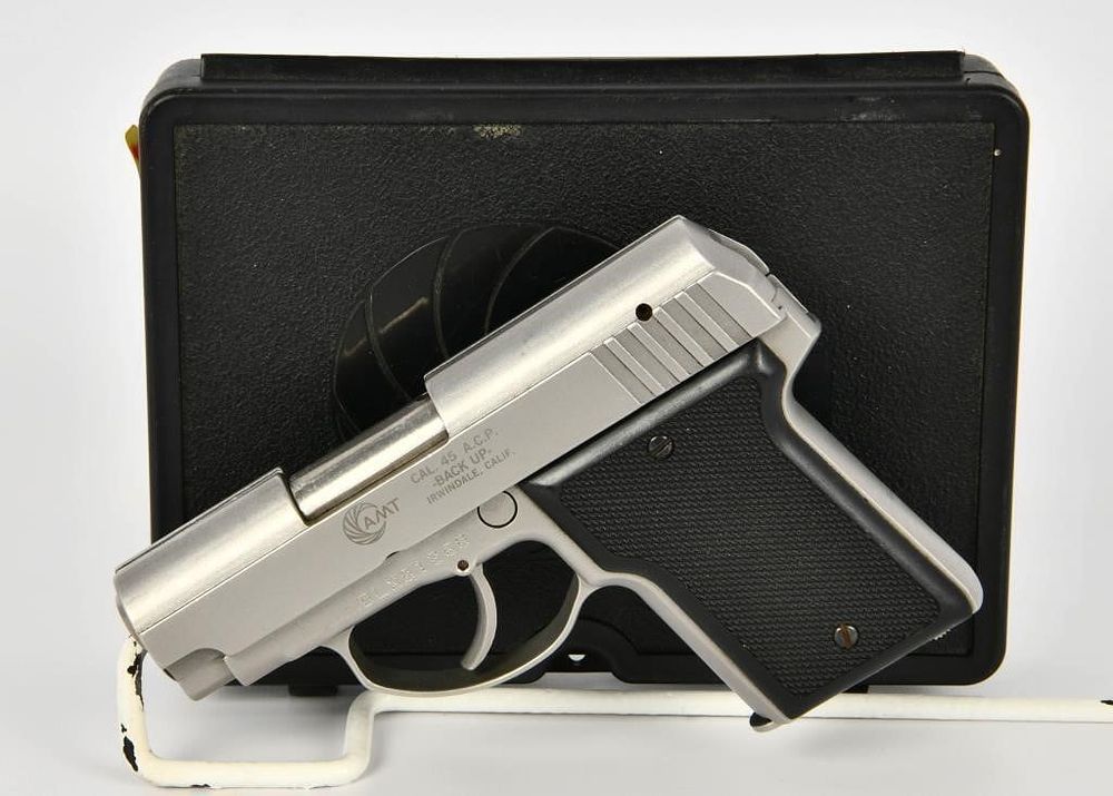 Lot 1677: Scarce AMT Back Up .45 ACP Semi Auto Pistol