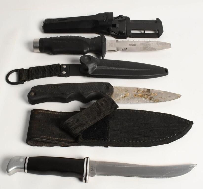 Lot 1681: Underwater Kinetics and Buck Knives w/ Sheaths