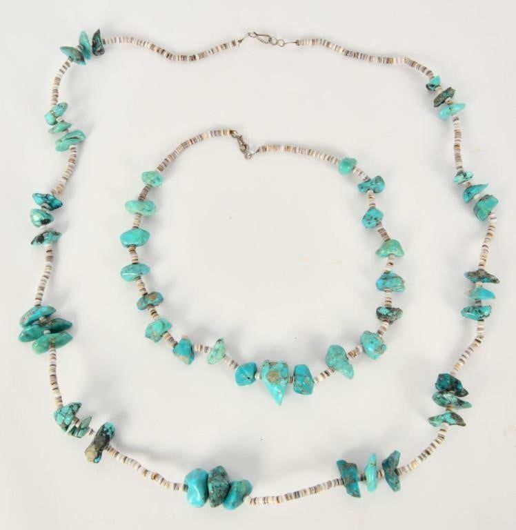 Lot 71: 2 Beaded Turquoise Rock Necklaces