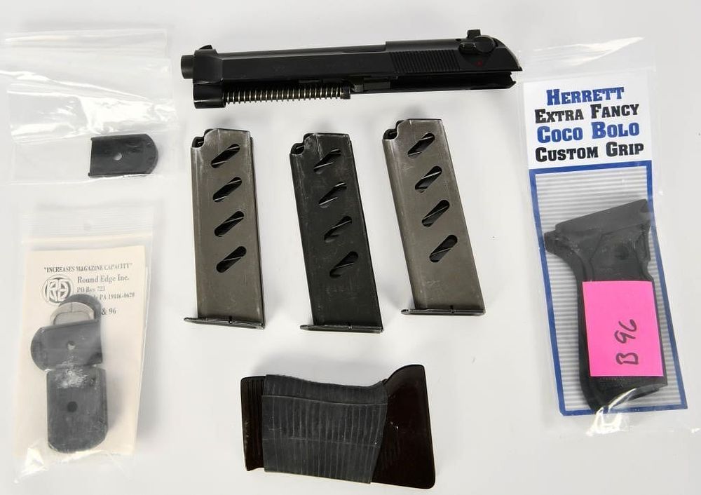 Lot 125: Beretta Complete Slide, Magazines & Handgrips