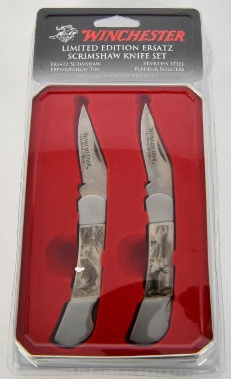 Lot 323: NIB Winchester Limited Edition Scrimshaw Knives
