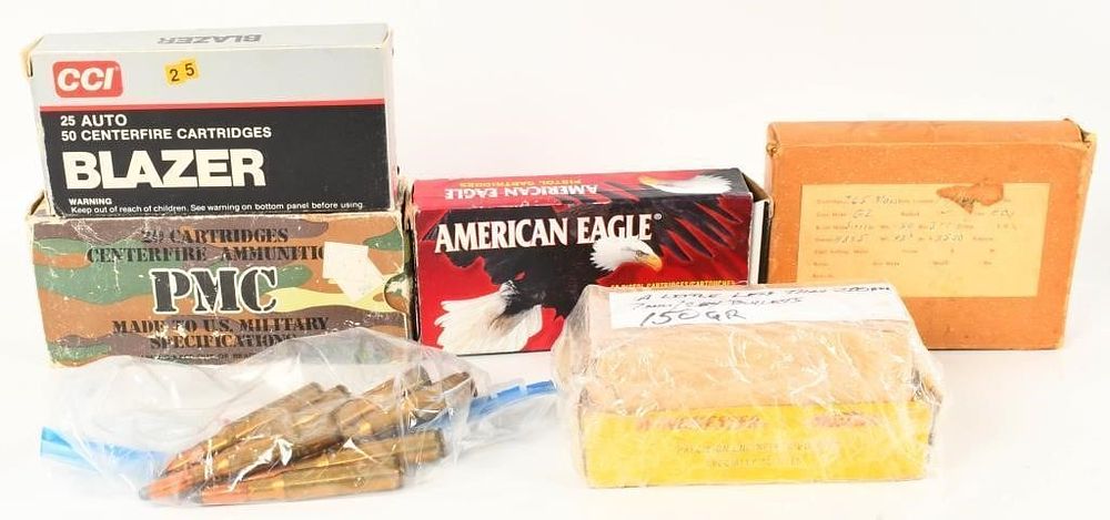 Lot 352: Misc Lot of Various reman ammo-7.62/7mm/.25 auto