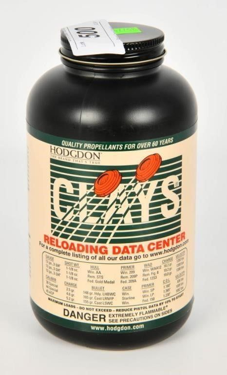 Lot 500: 1 LB Bottle Of Hodgdon Clays Reloading Gun Powder