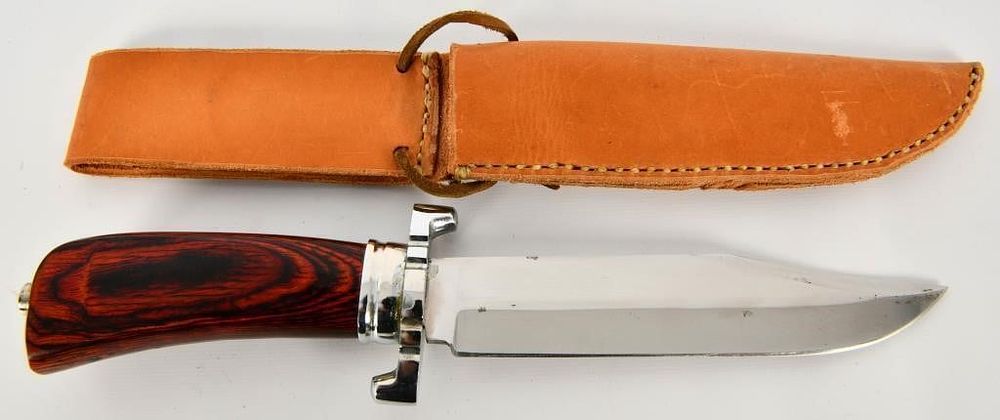 Lot 533: Unique Unmarked Fixed Blade Knife W/ Sheath