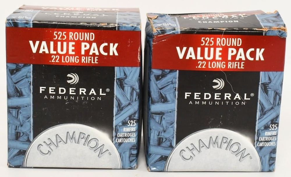 Lot 619: 2 boxes  Pack of Federal .22 LR ammo see below