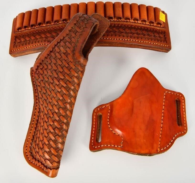 Lot 1073: 1 Leather Holster & Half Belt Combo & 1 Holster
