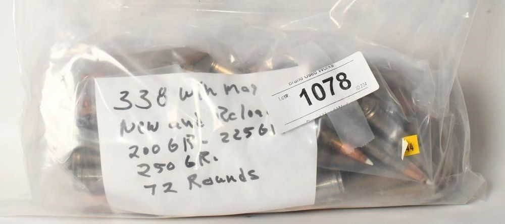 Lot 1078: 72 rounds .338 win mag New & Reloads ammo