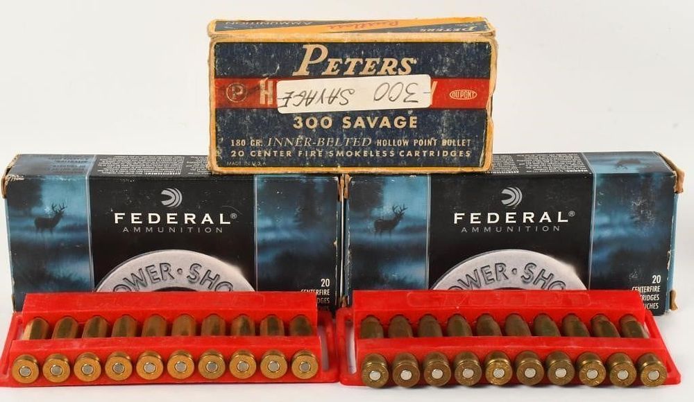 Lot 1114: 60 Rounds of .300 Savage Ammo & 20 Brass Casings