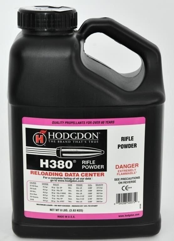Lot 1168: 8 LBS Of Hodgdon H380 Rifle Gun Powder