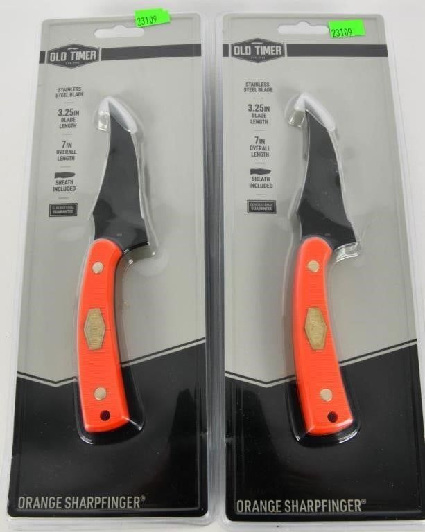 Lot 1202: 2 NIP Old Timer Orange Sharpfinger Knives