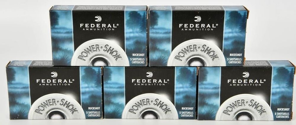 Lot 1216: 25 Rounds Of Federal 12 Ga Buckshot Shotshells