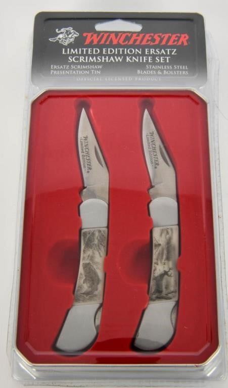 Lot 1232: NIB Winchester Limited Edition Scrimshaw Knives