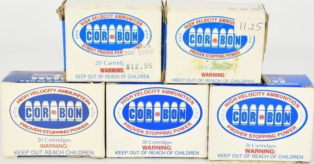 Lot 1246: 100 Rounds Of Corbon 9mm +P Ammunition
