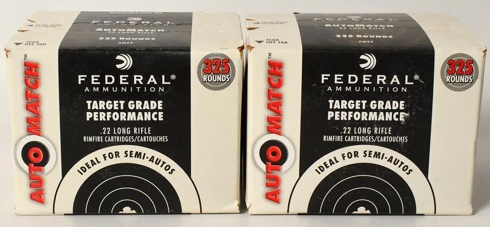 Lot 1264: 2 Bricks of Federal Auto Match .22 LR 650 Rounds